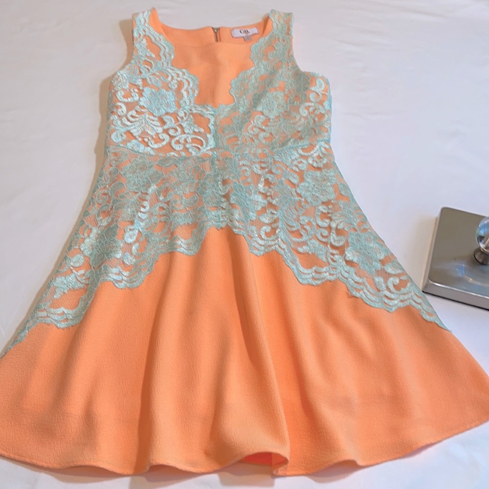 COPY - Girls Peach and blue Lace dress